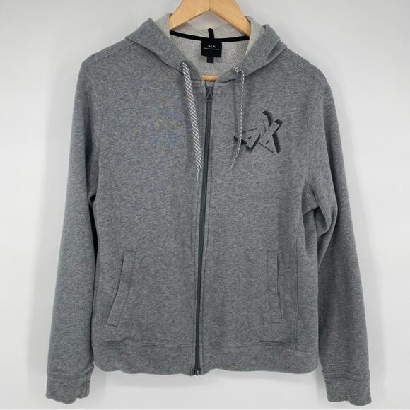 A/X Armani Exchange Grey Zip Up Hoodie Quiet Luxury Staple Oversized S - Picture 1 of 7